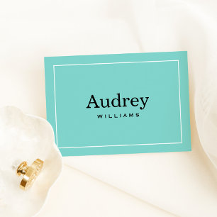 Elegant Aqua Blue Custom Bride Name Monogram Note Card