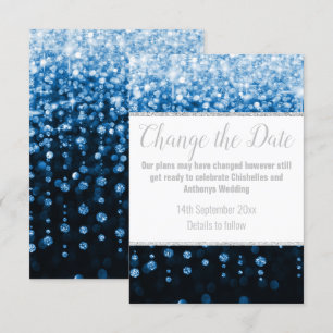 ELEGANT AQUA BLUE DIAMOND SILVER POSTPONEMENT CARD