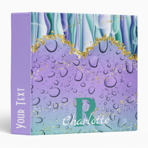 Elegant Aqua Blue Gradient Ombre Custom Name Binder