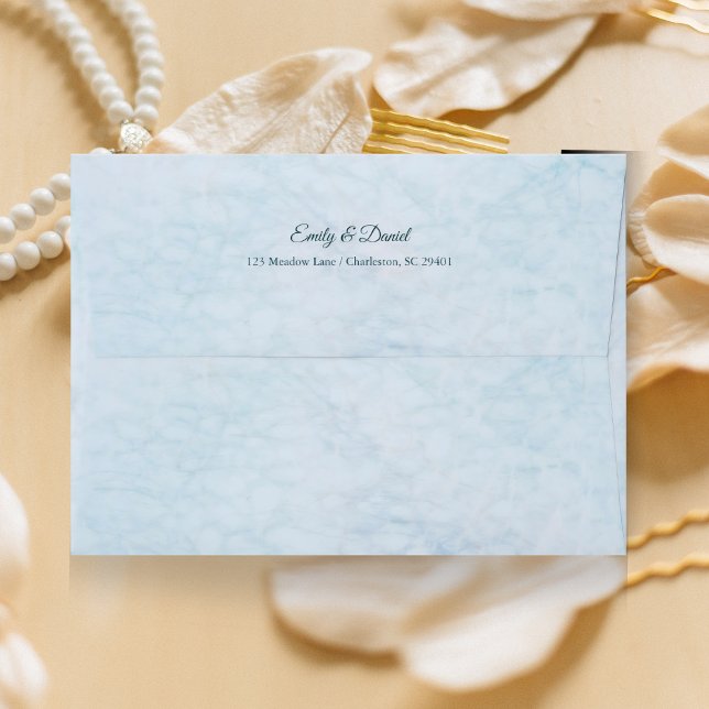 Elegant Aqua Blue Marble Pattern Wedding Envelope  (Creator Uploaded)