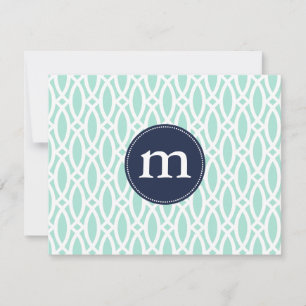 Elegant Aqua Blue Modern Trellis Personalized Card