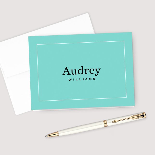 Elégant Aqua Blue Monogramme Nom (Créateur téléchargé)