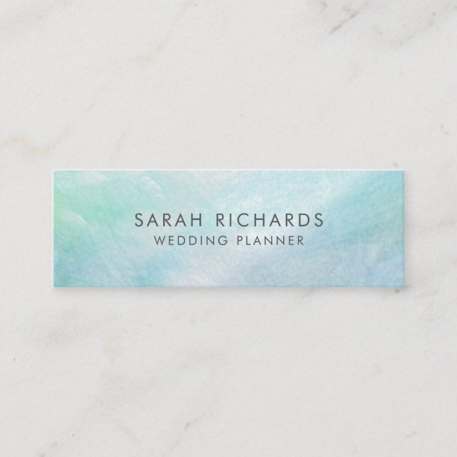 Elegant Aqua Blue Mother of Pearl Shell Mini Business Card (Front)