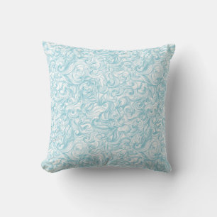 Elegant Aqua Blue Swirl Ornamental Pattern Throw Pillow