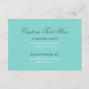 Elegant Aqua Blue Wedding Bridal Shower Registry Enclosure Card