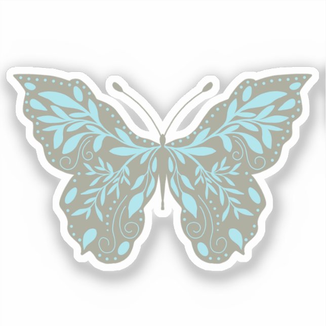 Elegant Aqua Botanical Butterfly (Front)