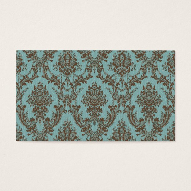 Elegant Aqua & Chocolate Damask Pattern | Vintage  (Front)