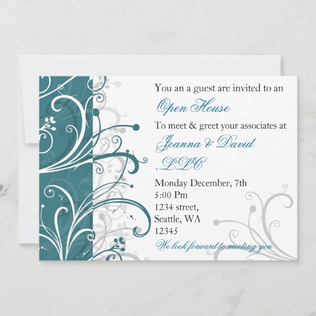 elegant aqua Corporate party Invitation (Front)