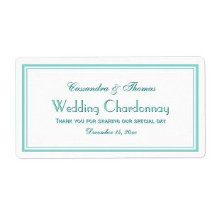 Elégant Aqua encadré 2H Étiquette bouteille à vin