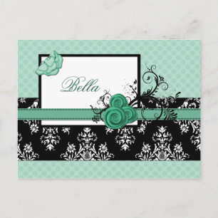 elegant aqua floral business ThankYou Cards