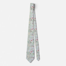 Elegant Aqua Floral Wedding Necktie