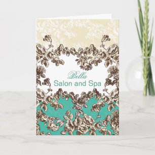 elegant aqua flourish Business Thank You Cards