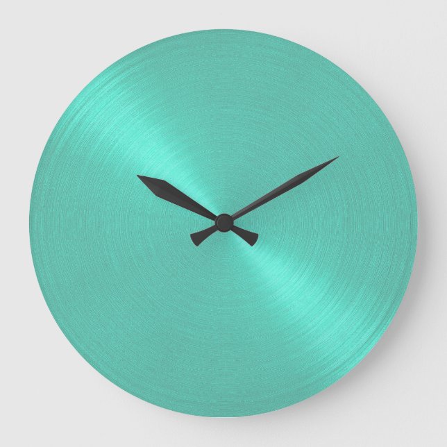 Elegant Aqua Green Sheen Large Clock (Front)