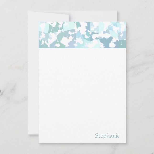 Elegant Aqua Grey and White Abstract Geometric Card (Front)
