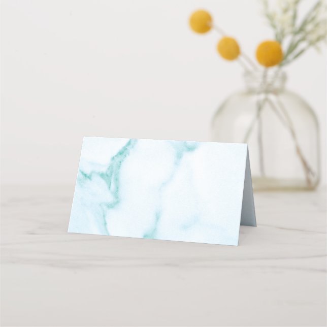 Elegant Aqua Marble Folded Place Cards (Front)