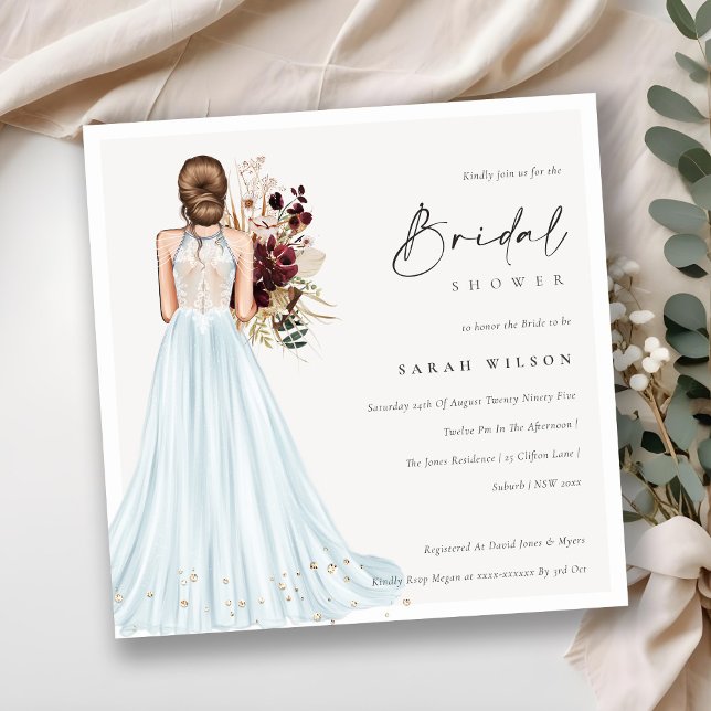Elégant Aqua Mariage Gown Invitation Fête des mari (Créateur téléchargé)