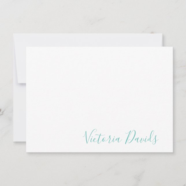 Elegant Aqua Personalized Signature Script Card (Front)