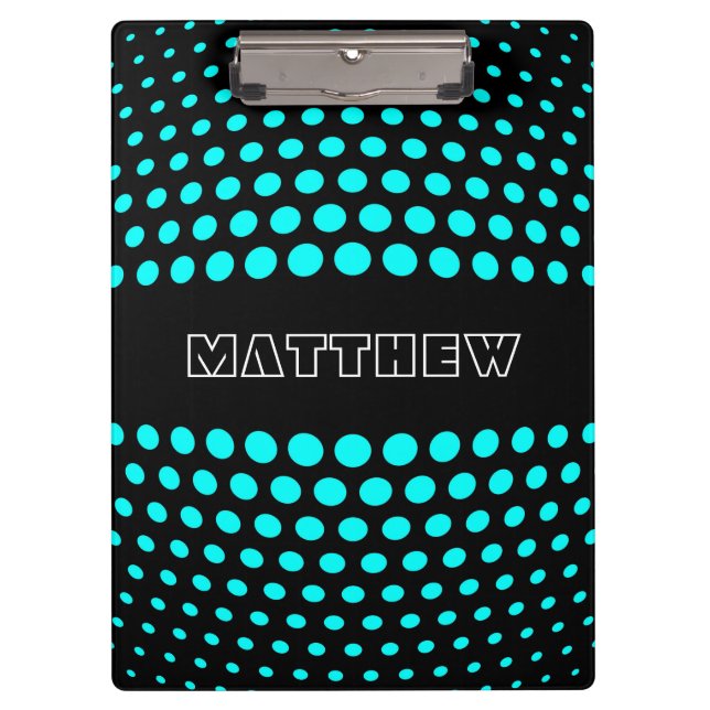 Elegant Aqua Polka Dots Pattern Clipboard (Front)