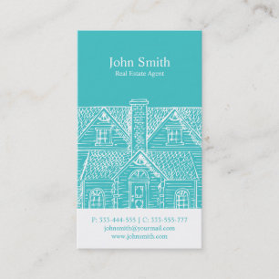Elegant aqua professional real estate agent business card