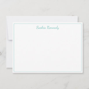 Elegant Aqua Script Border Personalized Card