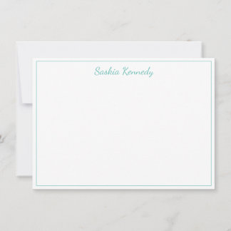Elegant Aqua Script Border Personalized Card