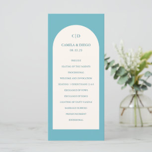 Elegant Aqua Teal Arch Modern Wedding Program