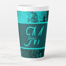 Elegant Aqua Teal bold Script Monogram