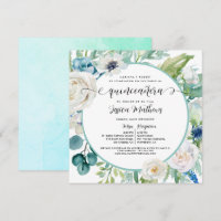 Elegant Aqua Turquoise Quinceanera Floral