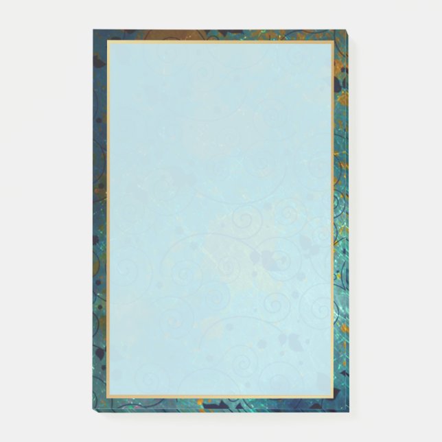 Elegant Aquamarine and Gold Post-it Notes (Front)