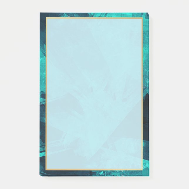 Elegant Aquamarine and Gold Post-it Notes (Front)
