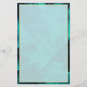 Elegant Aquamarine and Gold Stationery