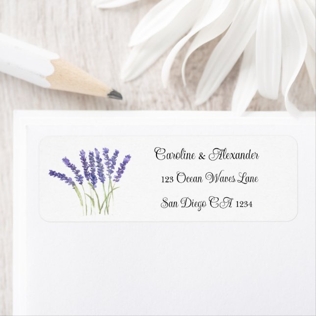 Élégant Aquarelle Lavande Herbes Floral Mariage L (En situation)