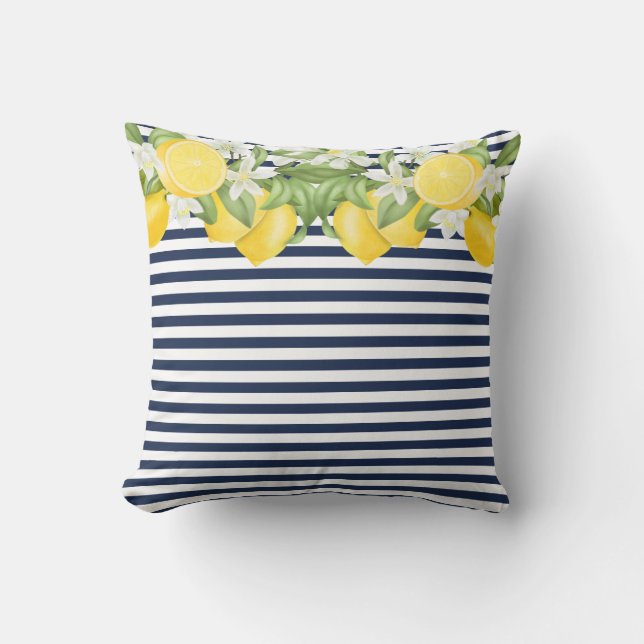 Elégant aquarelle Lemons Lumbar Coussin (Recto)