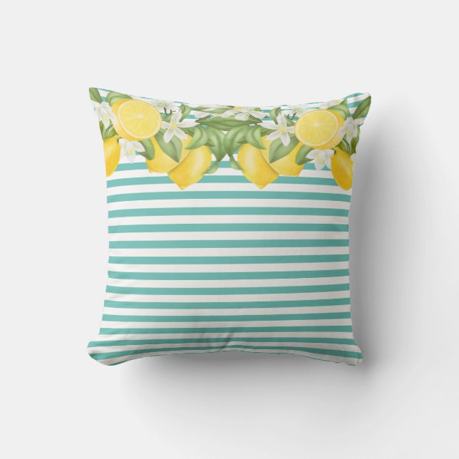 Elégant aquarelle Lemons Lumbar Coussin (Recto)