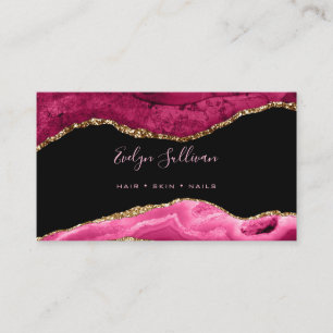 élégant aquarelle magenta agate carte de visite