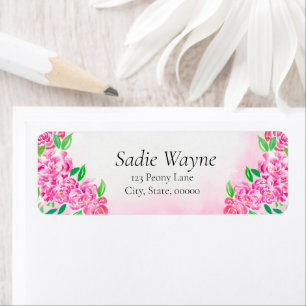 Elegant Aquarelle Pink Peony Adresse de retour
