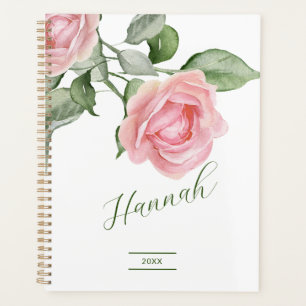 Elégant aquarelle rose Roses Nom Planificateur