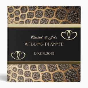 Elegant Arabesque, Gold Hearts -Personalized Binder