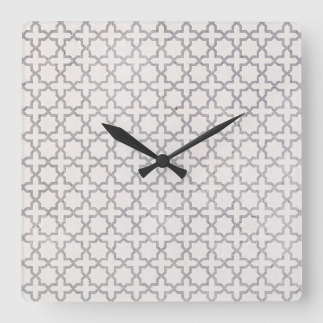 Elegant Arabesque Ornament Square Wall Clock (Front)
