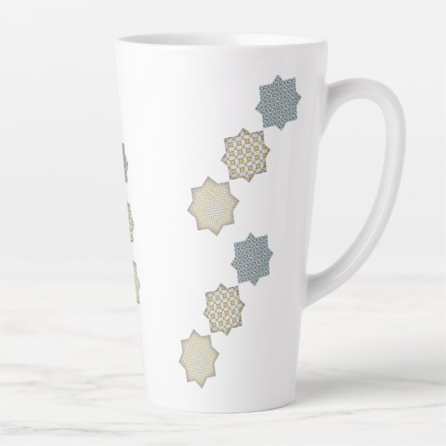 Elegant Arabesque Tile Pattern Mug" Latte Mug (Right)