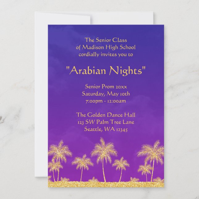 Elegant Arabian Nights Prom Formal Invitation (Front)