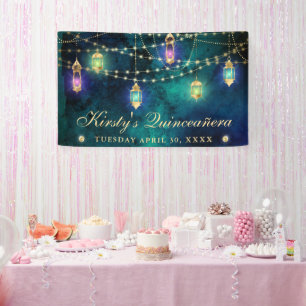 Elegant Arabic Lantern Quinceanera Banner