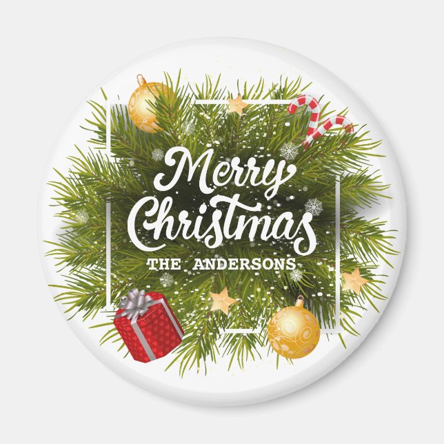Élégant arbre de Noël personnalisé | Magnet (Devant)