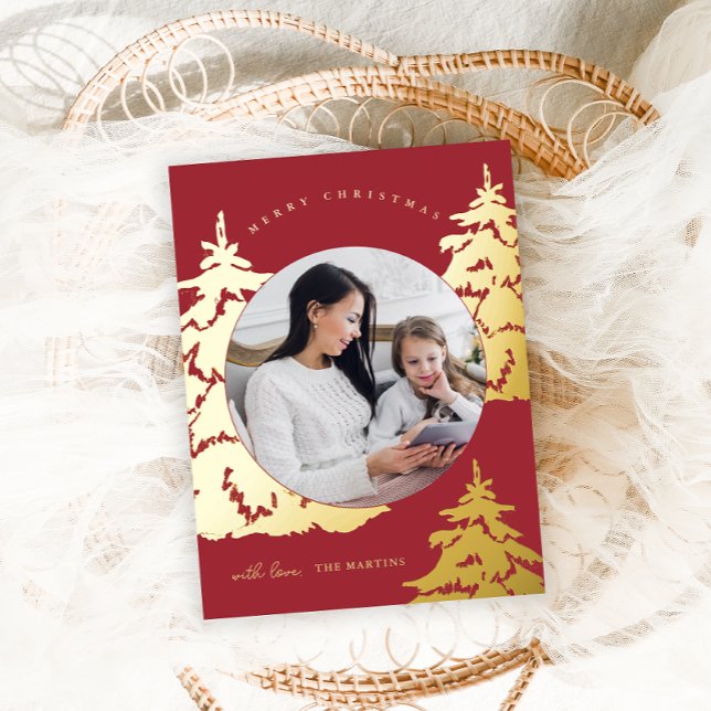 Élégant arbre de Noël rouge Deux vacances photo (Créateur téléchargé)
