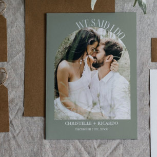 Élégant Arc Sage Green Elopement faire-part