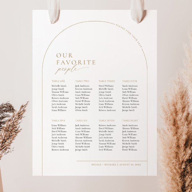 Elegant Arch 8 Tables Welcome Seating Chart (Gold Color Arch Seating Chart Our Favorite People )