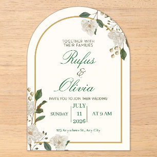 Elegant Arch Boho Floral Wedding Acrylic Invitations