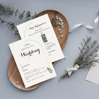 Elegant Arch Botanical Greenery Wedding Invitation