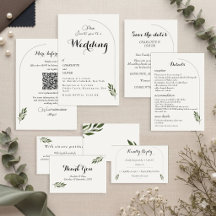 Elegant Arch Botanical Greenery Wedding Invitation