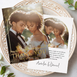 Elegant arch classic wedding photo thank you card